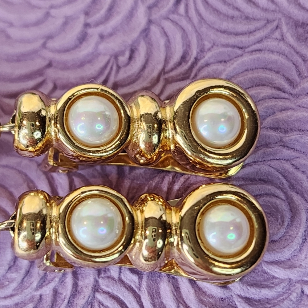 Christian Dior Vintage Clip-On Faux Pearl Drop Earrings - Picture 10 of 16